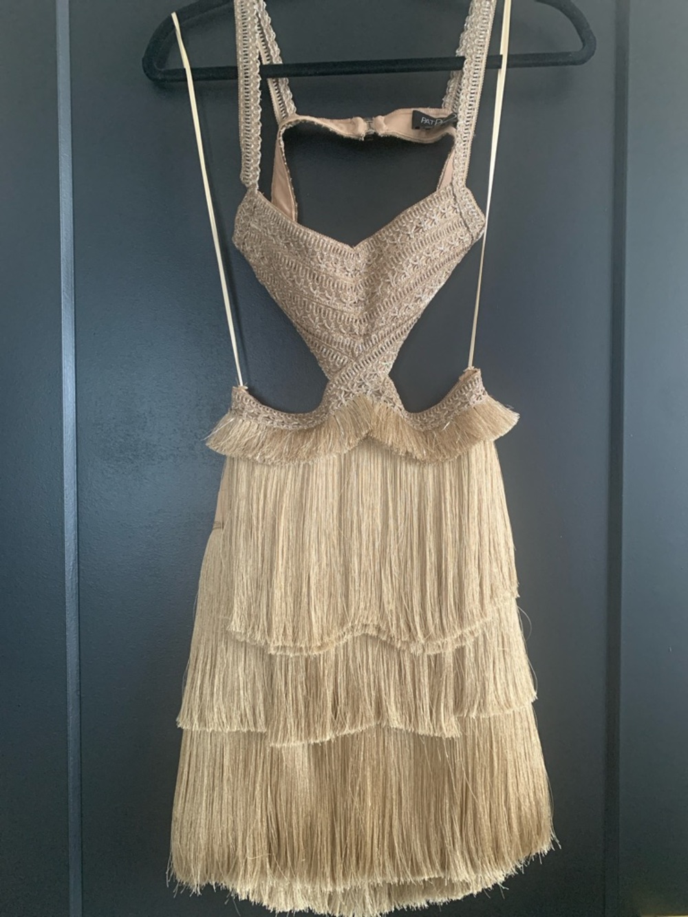 PatBO Gold Fringe Mini Dress